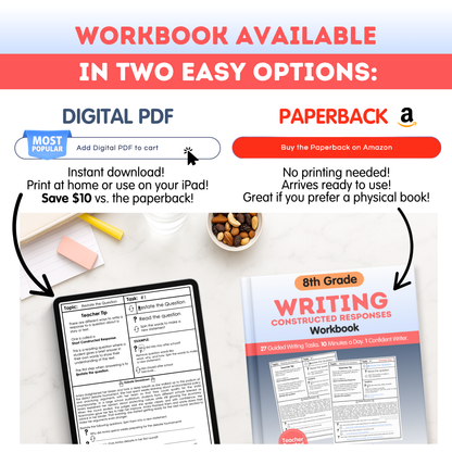 8th Grade Writing Workbook - Digital PDF