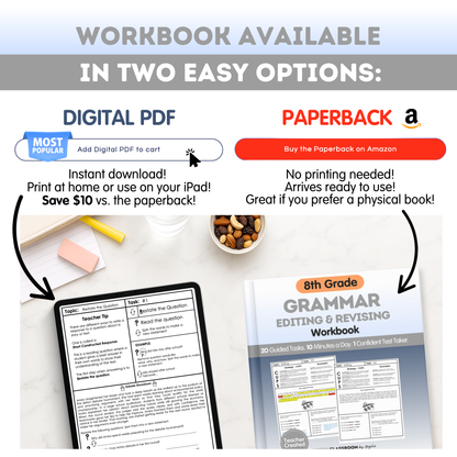 8th Grade Grammar Workbook (Editing & Revising)